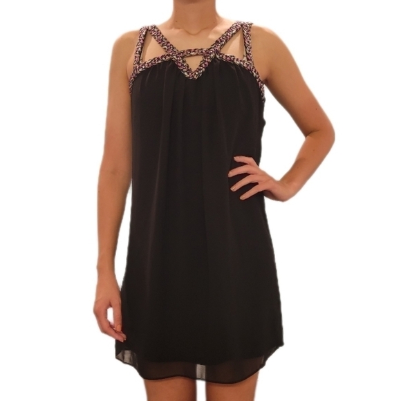A. Byer Dresses & Skirts - A. Byer black tank dress with braided detailing‎ size Medium
